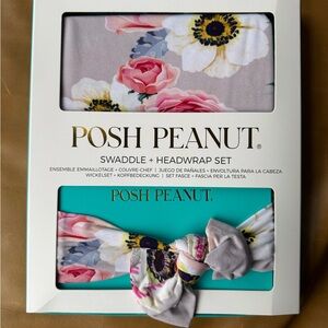 🔥 hot deal 🔥 Posh Peanut Floral Swaddle + Headwrap Set